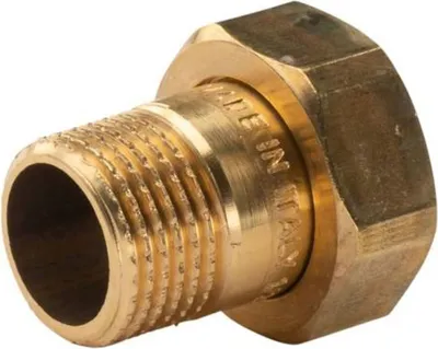 Produktbild von Messing Gewinde-Fitting Schaft flachdichtend mit Kappe 1/2'AG (DN 15) - 3/4'IG (DN 20) - schwere Ausführung