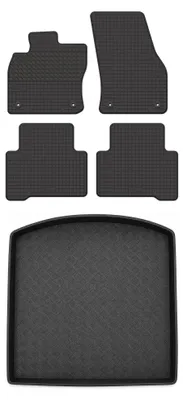 Produktbild von Gummimatten + Kofferraumwanne für Volkswagen Touran II 2016- (Minivan/Kombi, Standard-Kofferraum) – Schwarz, passgenau – Wielganizator