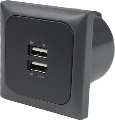 Image de C-Line Presto Inprojal CBE double prise USB 12 / 24 Volts + cadre + isodose camping-car 3,1 A anthracite