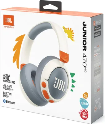 Produktbild von JBL Junior 470NC Wireless Headset Kopfbügel-Headset Telefonieren/Musik USB Typ C Bluetooth Hellgrau, Weiß