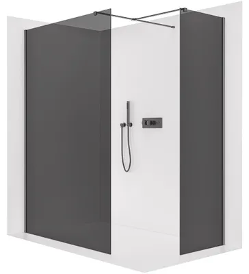 Obrázok produktu pre Sprchová zástená Walk-in Onyx T, ľavá/pravá - 10 mm - hranatá nosná konštrukcia - čierna matná, sklo: grafit - 160x160x200 cm