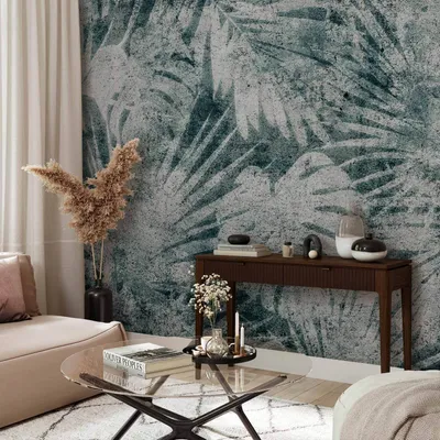 Produktbild von Vlies Fototapete - Exotic nature in the jungle - floral landscape with leaves with patterns 450x315 cm Blätter b-C-10130-a-a