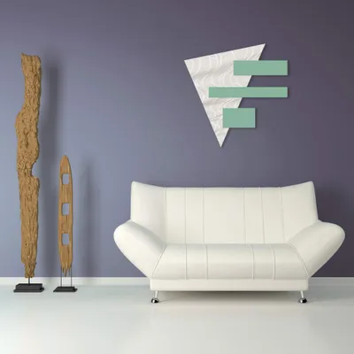 Abstrakte Wandskulptur aus Holz, weiß-salie, 65x65 cm