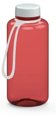 Produktbild von Trinkflasche 1,0 Liter, transluzent-rot/weiß, auslaufsicher, geschmacksneutral, für Kohlensäure