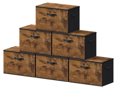 Produktbild von SONGMICS Faltbare Aufbewahrungskisten mit Griffen, 6er Set, Kleidung Organizer, Vliesstoff, 50 x 30 x 30 cm, braun