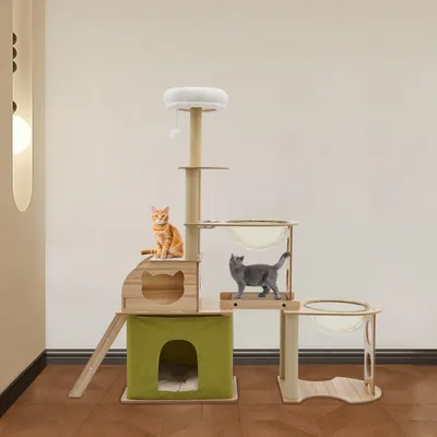 Produktbild von Katzen-Klettergerüst, Stabiles Katzen-Klettergerüst, Katzenklettergerüst mit Acrylkapsel