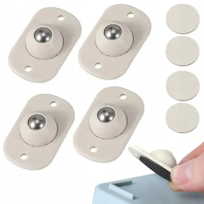 Produktbild von Möbelrollen 4er Set | Selbstklebende Kugelrollen für Schrank, Regal und Kisten | Kleine Möbelroller aus Kunststoff & Metall | Leicht montierbar