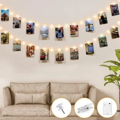 Productafbeelding van 50 LED fotoclips lichtslang - Kolpop 5 meter, batterijbedreven, met clips