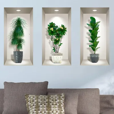 Image de Autocollants 3D représentant des plantes d'intérieur élégantes, 60 x 90 cm