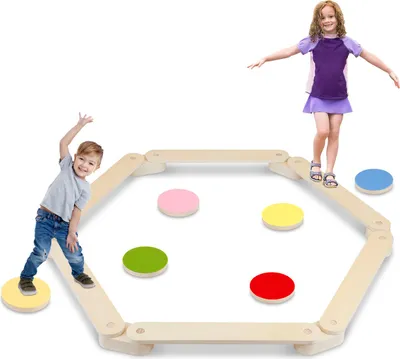 Produktbild von TolleTour 18er - Set Balancierbalken fur kinder Balance Board mit 6 Balanciersteine, frei kombinierbar Spielzeug für Kinder Schwebebalken