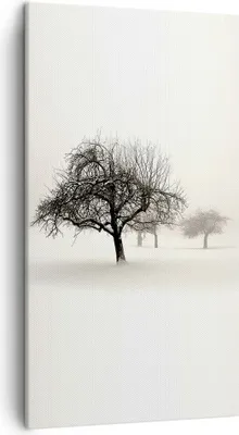 Produktbild von Bild auf Leinwand - Leinwandbild - Einteilig - Bäume Schnee Nebel - 45x80cm - Wand Bild - Wanddeko - Wandbilder - Leinwanddruck - Bilder - Wanddekoration - Leinwand bilder - Wandbild - PA45x80-4136