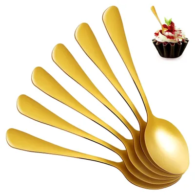 Produktbild von 6-teiliges Löffelset aus Edelstahl mit polierter Oberfläche, große Esslöffel und Teelöffel, multifunktional für Küche und Haushalt