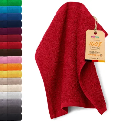 Produktbild von EllaTex PARIS Seiftuch 30x30 cm – 100% Baumwolle, 500 g/m² Frottier, flauschig & saugstark, in Farbe: Rubinrot