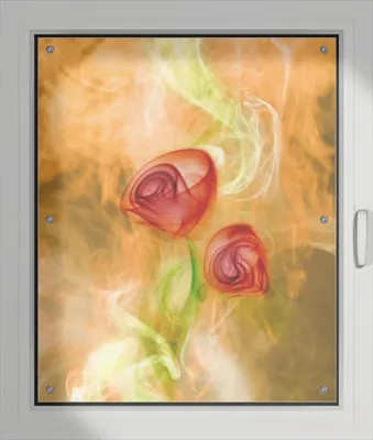 Produktbild von Wallario Lichtschutzbild, Dekorativer Sichtschutz Sonnenschutz 76 x 93 cm mit Motiv: Abstrakte Rosen - Verdunklung ohne Bohren