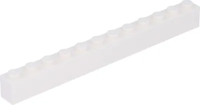 A single white LEGO brick is shown against a white background.