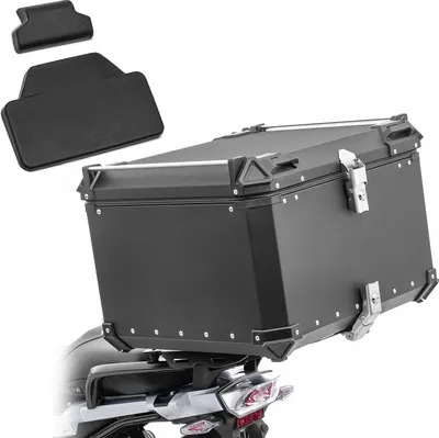 Obrázok produktu pre Súprava hliníkový kufor na motorku 100L + zadný vankúš pre pilota # XB100 Alu