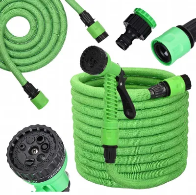 Produktbild von Umfangreicher, flexibler Gartenschlauch 1/2 Zoll 7,5-22,5 m Kupplungen Pistole