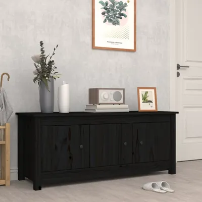 Produktbild von Möbel Schuhschrank Schwarz 110x38x45,5 cm Massivholz Kiefer - Schuhregale 814603