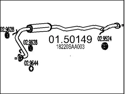 Produktbild von MTS 01.50149 Mittelschalldämpfer Schalldämpfer für HONDA Jazz II Schrägheck (GD, GE3, GE2)