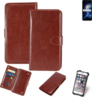 Produktbild von K-S-Trade 360° Hülle kompatibel mit Xiaomi Redmi K50 braun Kunstleder Case BookCase WalletCase Kunstlederederhülle Handyhülle, Rundumschutz Bumper
