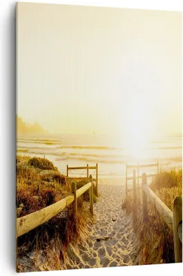 Produktbild von Bild auf Leinwand - Leinwandbild - Einteilig - Sonnenaufgang Welle Insel Meer - 70x100cm - Wand Bild - Wandbilder - Leinwanddruck - Wanddekoration - Leinwand bilder - Wandbild - PA70x100-3164