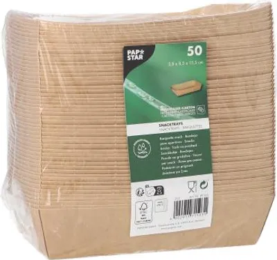 Produktbild von Snacktrays, Pappe "pure" 3,5 cm x 8,5 cm x 15,5 cm braun
