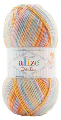 100g Baby-Wolle Strickgarn ALIZE Baby Best Batik 7931 mehrfarbig
