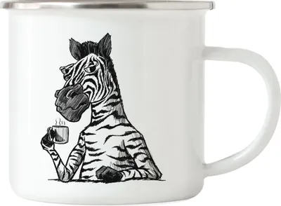 Produktbild von Genervtes Zebra Emaille Tasse Morgenmuffel Erstmal Kaffee Büro Kollegen Morgenmenschen Geschenk
