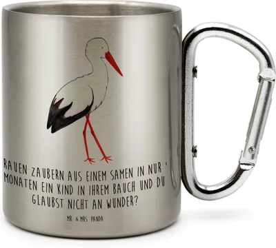 Produktbild von Mr. & Mrs. Panda Teetasse Storch - Transparent - Geschenk, Mutter, Geburt, Edelstahl Trinkbecher, Schwangerschaft, Thermobecher, Störche, Isolierbecher, Mütter, Teebecher