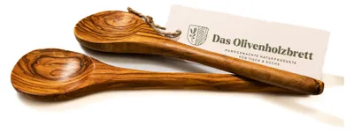 Produktbild von 2er Set Kochlöffel aus Olivenholz mit rundem Stiel 25 cm