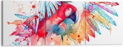 Produktbild von Bild auf Leinwand - Leinwandbild - Natur Malerei Papagei Kinder - 150x50cm - Wand Bild - Wanddeko - Leinwanddruck - Bilder - Kunstdruck - Wanddekoration - Leinwand bilder - Wandkunst - CA150x50-3094