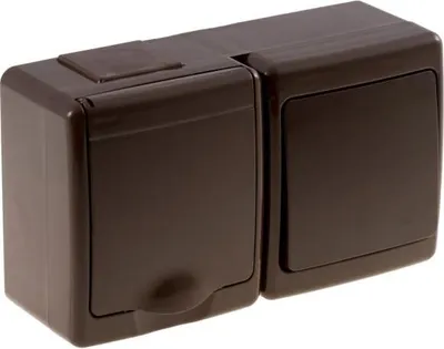 Produktbild von Aufputz Kombi Schuko Steckdose/Lichtschalter IP44, Farbe braun serie BETA