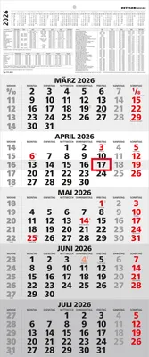 Produktbild von 5-Monatskalender 2026 - Büro-Kalender 30x58 cm (geöffnet) - mit Datumsschieber - Zettler - 971-0011