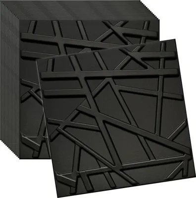 Produktbild von Verdico | 3D Wandpaneele Polystyrol - Schwarz - 50x50 Cm - 16 Stück - Deckenpaneele  - 4 m2