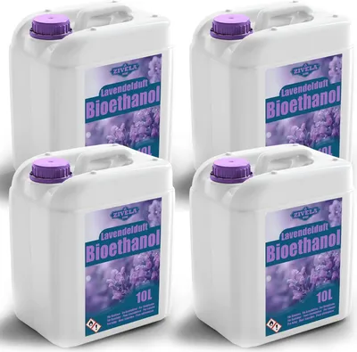 Produktbild von Bioethanol 96,6% 40L | Alkohol Lavendelduft 96,6% 4x10L | Bioethanol für Kamin, Tischkamin| Bioethanol Lavendelduft | Saubere Verbrennung, ohne Rauch, lebendige und stabile Flamme
