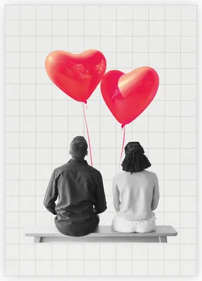Produktbild von Designer Liebes Grußkarte mit Herz Ballons für Mann & Frau