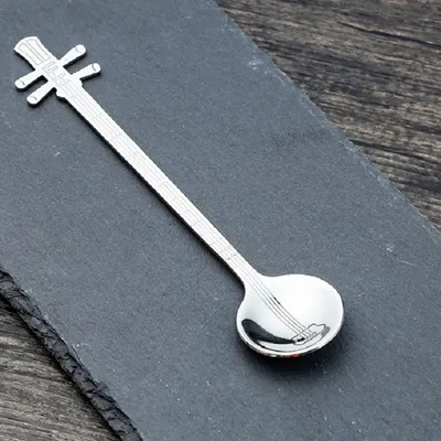 Imagen del producto de Cuchara para café, cuchara de té, cuchara para espresso, cuchara para moka, cuchara para postre, acero inoxidable, cuchara decorativa, color: plateado, motivo: yuèqín
