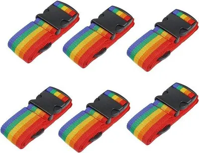 Produktbild von 6er Verstelbare Kofferband - Antislip - Regenbogentinten - Universell für Reisetaschen