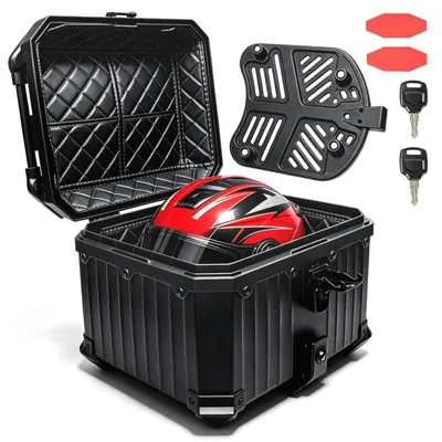 Imagen del producto de Caja superior para motocicleta de 45 litros, maletero universal para motocicleta con cerradura de seguridad