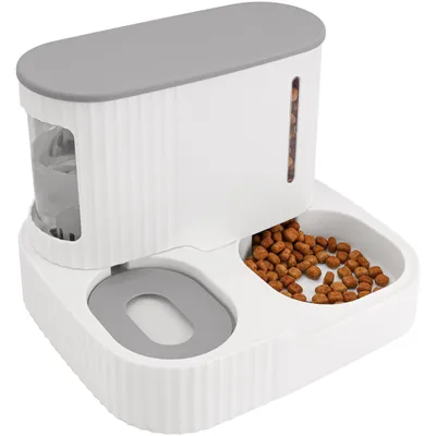 Produktbild von Belle Vous Automatischer 2-in-1 Schwerkraft Wasserspender und Futterautomat Katze & Hund - 850 ml - Futterspender für Katzen, Hunde, Kätzchen & Welpen