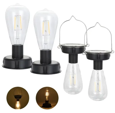 Produktbild von Solarleuchten Ersatzteil 4er Set, LED Solar Lampenaufsatz mit Akku, wasserdicht, warmweißes Licht, für DIY Gartenlaternen und Außenbeleuchtung