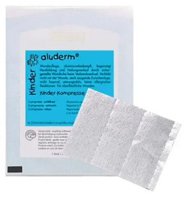 Produktbild von aluderm Kinder Kompresse 8 x 6 cm, 1 St. Kompressen