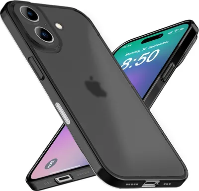 Produktbild von NALIA Ultra Slim Hardcase für iPhone 16 – Matt-Transparent & 0.3mm Dünn – PHANTOM (Hauchdünn & Kamera-Schutz) – Marke aus Berlin – Schwarz