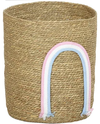 Produktbild von HOMCOM Aufbewahrungskorb Geflochten, Seegras Korb mit Regenbogen-Deko, Natur