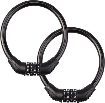 Image de Câble de sécurité à combinaison - Mini-câble de sécurité - 2 pièces - Noir