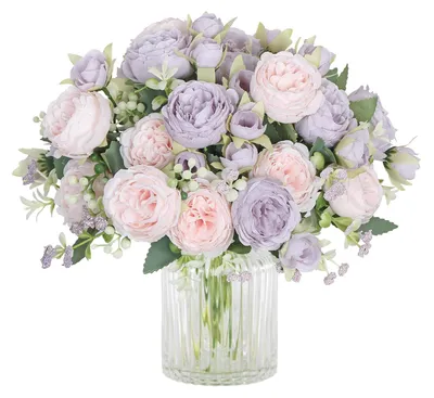 Productafbeelding van Kunstmatige bloemen - 2 bundels rozen (roze paars)
