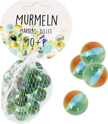 Produktbild von Murmeln im Netz aus Glas zum Spielen - inkl. 11 Murmeln