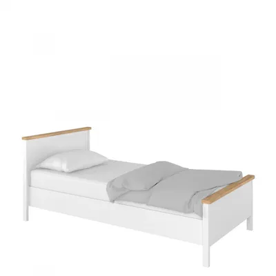 Obrázek produktu pro Jednolůžková postel s roštem a matrací 90x200 MABARUMA - bílá / dub nash