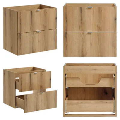 Produktbild von Doppelwaschtisch 160cm, in Eiche und schwarz, NEWPORT-56-OAK