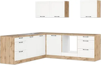 Produktbild von Held Möbel Winkelküche ohne Geräte Lübeck 240 cm weiß matt zerlegt Variante reversibel 1106.6330